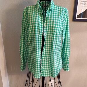 J. CREW Vibrant Green Checkered Shirt
